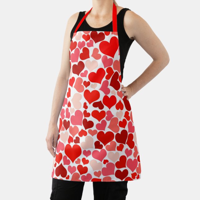 Red Hearts All-Over Print Apron (Insitu)