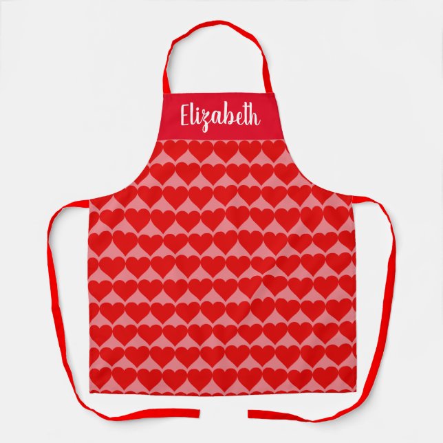 Red Hearts All-Over Print Apron (Front)