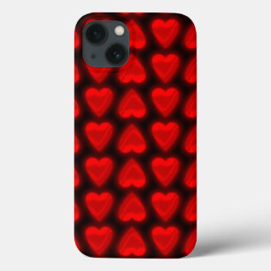 Red Hearts Alternating Up Down Rows Changeable iPhone 13 Case