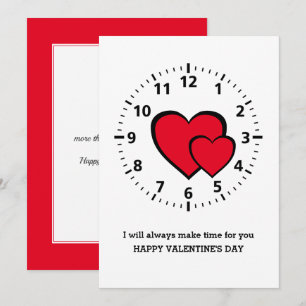 Red Hearts ALWAYS MAKE TIME FOR YOU Valentine Holiday Card