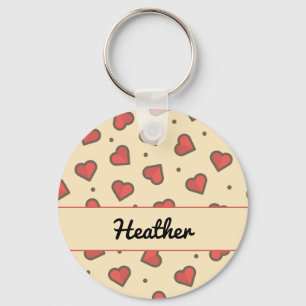 Red hearts and black dots keychain