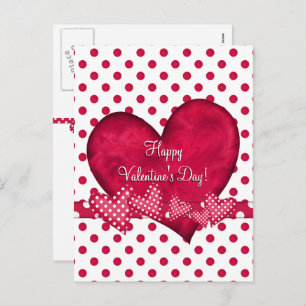 Red Hearts and Dots Postcard