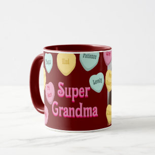 Red Hearts and Photo Message   Super Grandma Mug
