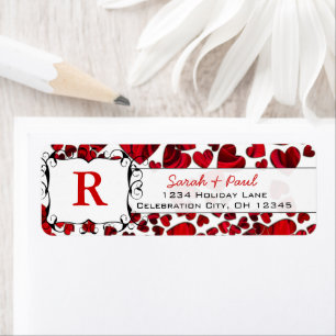 Red Hearts and Roses Return Address Label