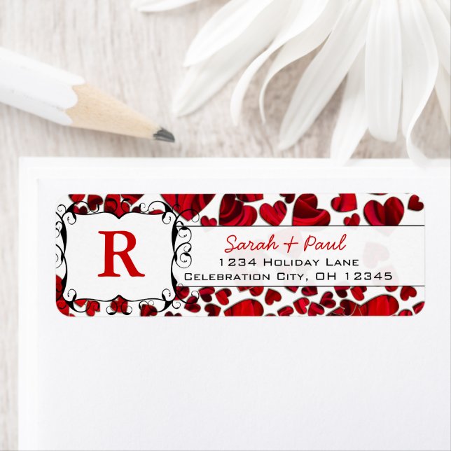 Red Hearts and Roses Return Address Label (Insitu)