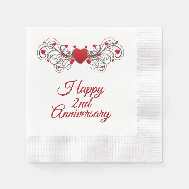 Red Hearts Any Anniversary Napkin (Front)