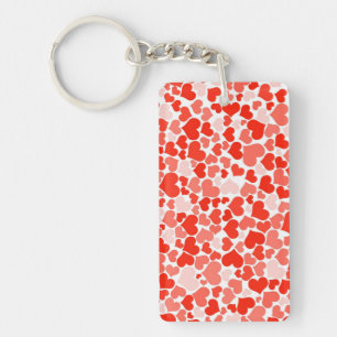 Red Hearts Background Keychain