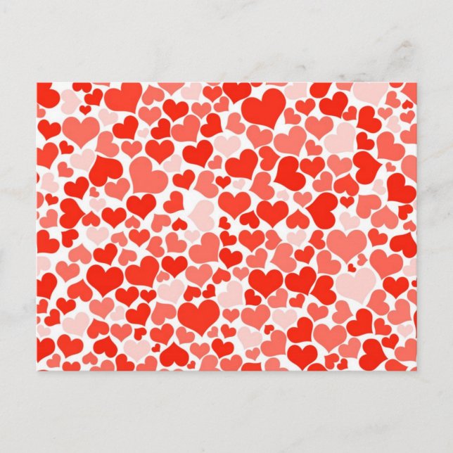 Red Hearts Background Postcard (Front)