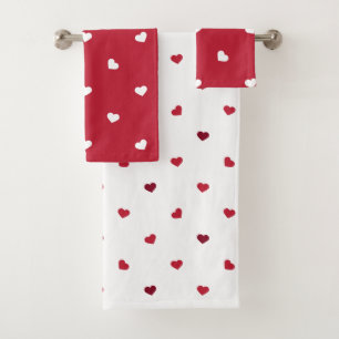 Red Hearts Bath Towel Set