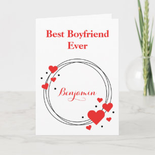 Red Hearts Best Boyfriend Ever Valentine's Day Holiday Card