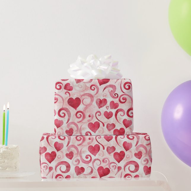 Red Hearts Birthday Wrapping Paper (Party Gifts)