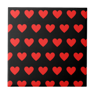 Red hearts black background simple tile