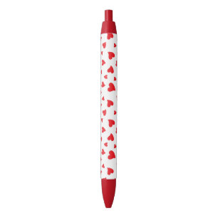 Red Hearts Black Ink Pen