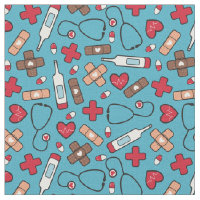 Red Hearts Blue Nurse Doctor Pattern
