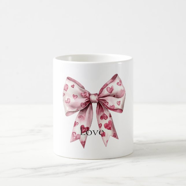 Red Hearts Bow Love Coffee Mug (Center)