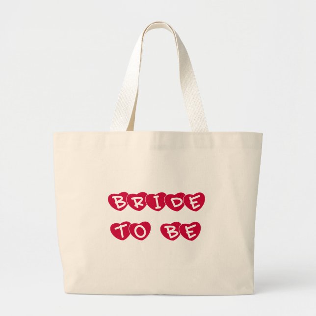 Red Hearts Bride to Be Large Tote Bag (Front)
