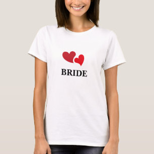 Red Hearts bride Typography minimal design  T-Shirt