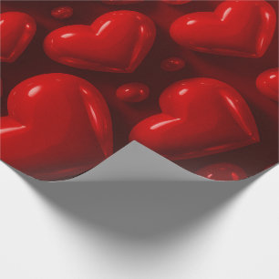 Red Hearts Bubble Pattern Wrapping Paper