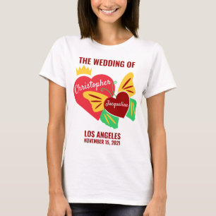 Red Hearts, Butterfly Elegant T-Shirt