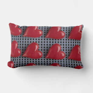 Red Hearts Candy Pattern Lumbar Pillow