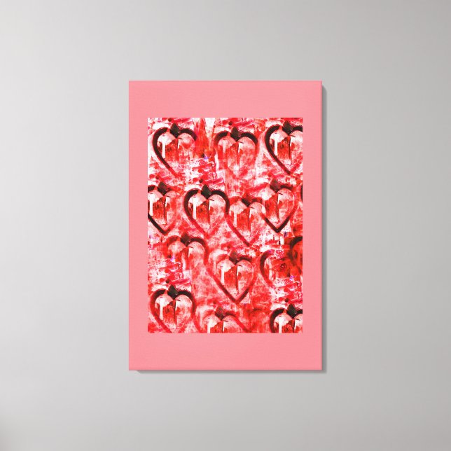 Red hearts canvas print (Front)