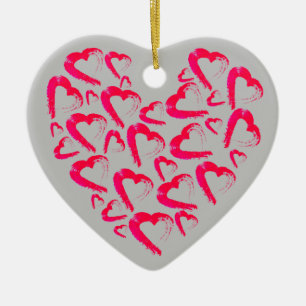 Red Hearts Ceramic Ornament