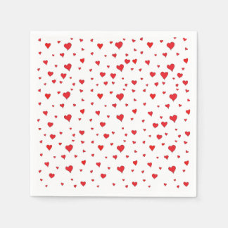 Red hearts cocktail napkin