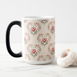 Red Hearts Cream Morphing Mug
