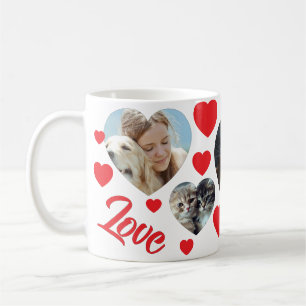 Red Hearts & Customizable Photos for Pet Lovers Coffee Mug