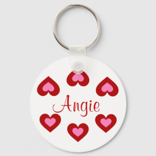 Red Hearts Customizable Valentine Name Keychain