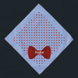 Red Hearts Cute Bow Tie Personalized Pet Name Pet Bandana<br><div class="desc">Oxford blue,  dotted with red hearts,  and finished with a matching bow tie...  personalized with your pet's name. Background colour,  and text style,  size and colour can be changed,  using the edit menu.</div>
