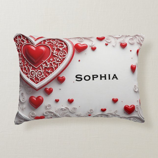 Red Hearts Decorative Frame Accent Pillow (Front)