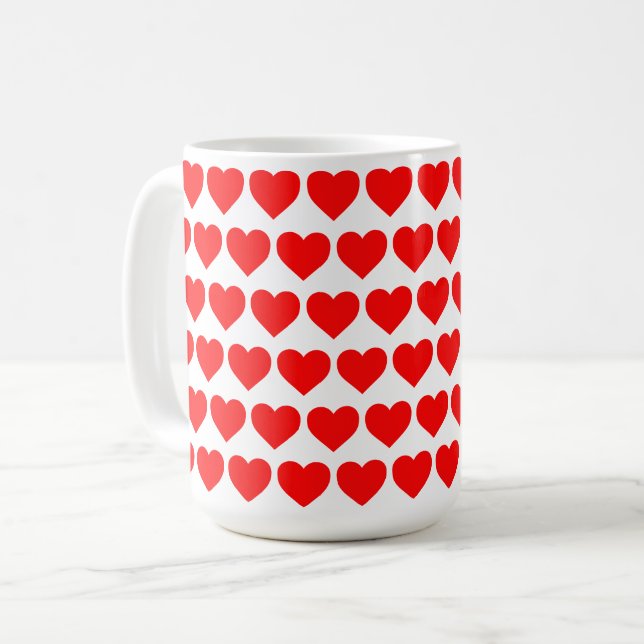 Red Hearts design pattern valentine love Coffee Mug (Front Left)
