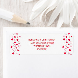 Red Hearts Design Valentines Day Mariage Adresse