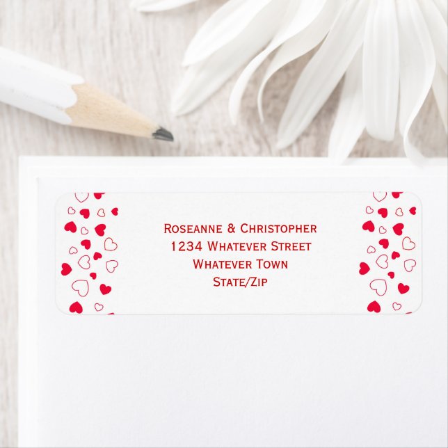 Red Hearts Design Valentines Day Mariage Adresse (En situation)