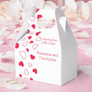 Red Hearts Design Valentines Day Wedding Favor Box