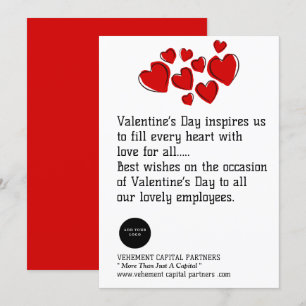 Red Hearts  Employees Office Logo Valentines Day Holiday Card
