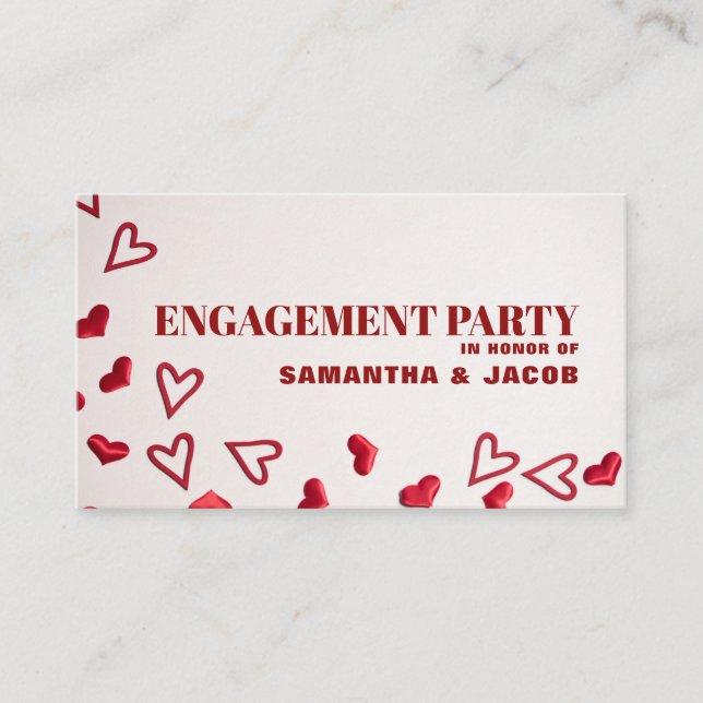 Red Hearts, Engagement Party Invitation (Front)