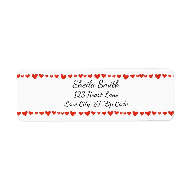 Red Hearts Étiquettes de adresse personnalisés (Devant)