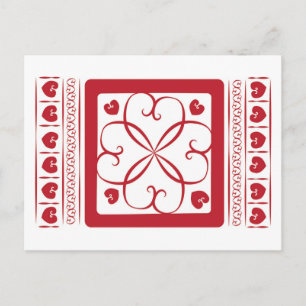 Red hearts everywhere postcard