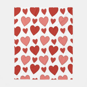 Red Hearts Fleece Blanket