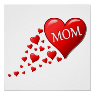 RED HEARTS FOR MOM POSTER