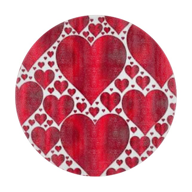 RED HEARTS FOR VALENTINE'S DAY CUTTING BOARD (Front)