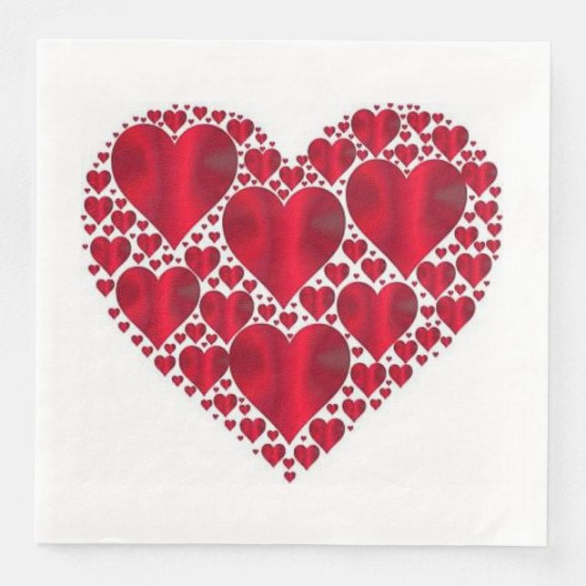 RED HEARTS FOR VALENTINE'S DAY NAPKIN (Front)