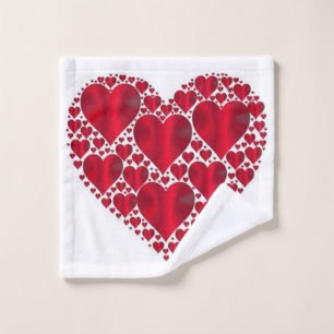 RED HEARTS FOR VALENTINE'S DAY WASH CLOTH