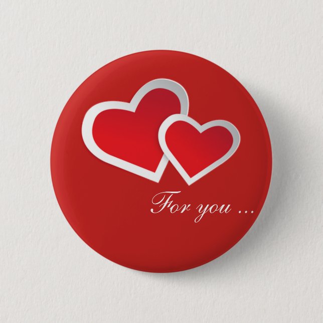 Red Hearts For you ... Personalize 2 Inch Round Button (Front)