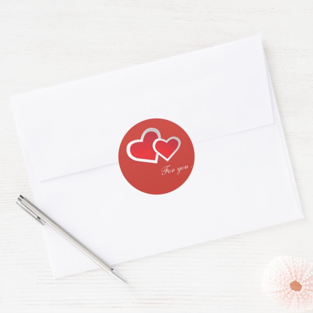 Red Hearts For you ... Personalize Classic Round Sticker (Envelope)