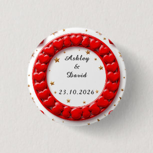 Red Hearts Frame 1 Inch Round Button