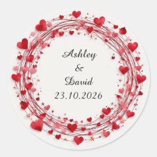 Red Hearts Frame Classic Round Sticker