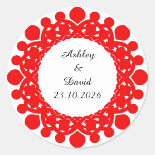 Red Hearts Frame Classic Round Sticker